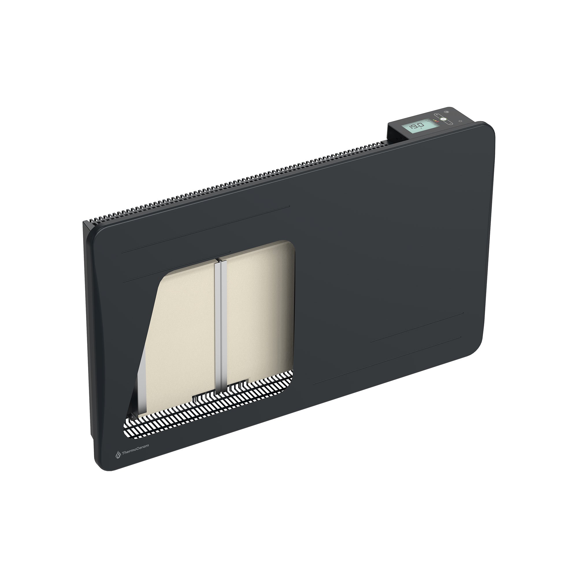 Radiateur électrique connecté 1500W à inertie sèche céramique horizontal Noir Alice