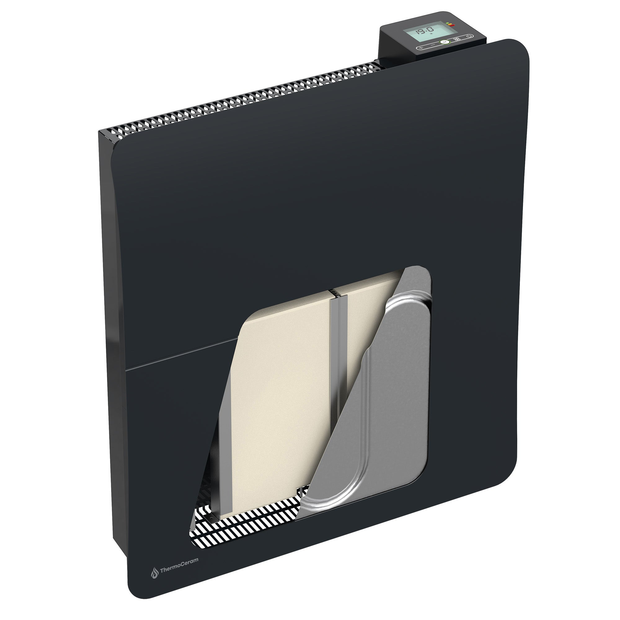 Radiateur électrique connecté 1500W double système de chauffe horizontal Noir Cira