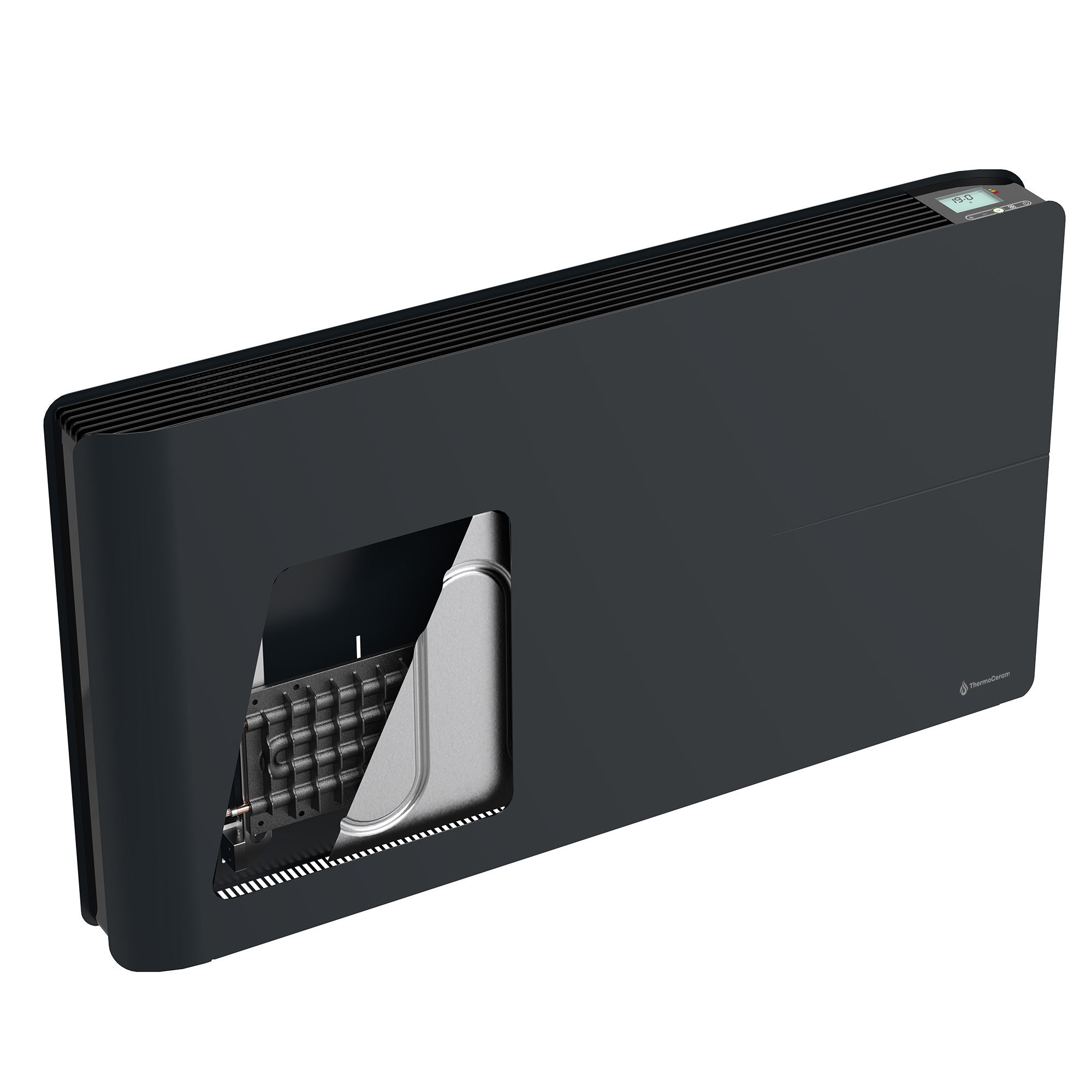 Radiateur électrique connecté 2000W double système de chauffe horizontal Noir Molia