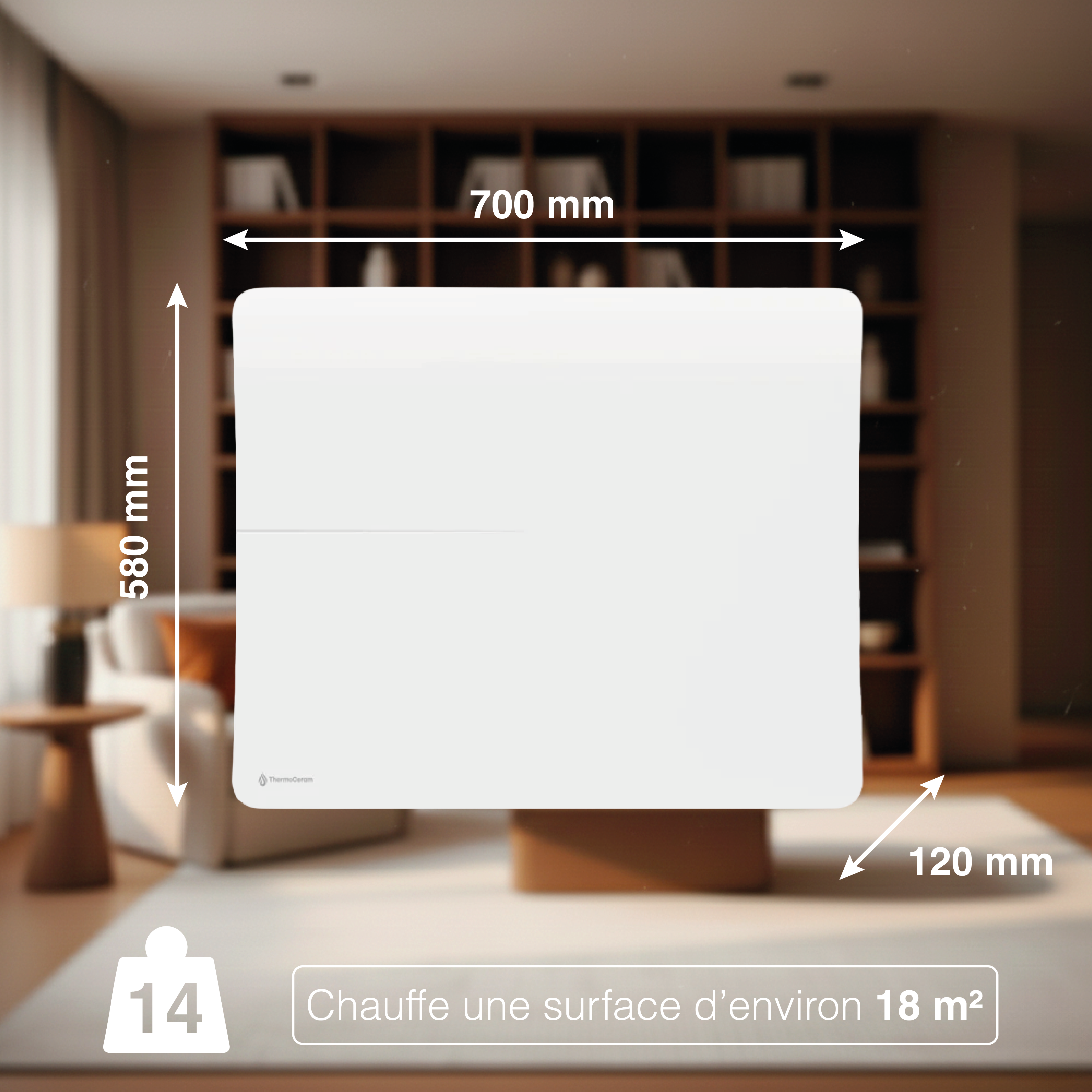 Radiateur électrique connecté 1500W double système de chauffe horizontal Blanc Cira