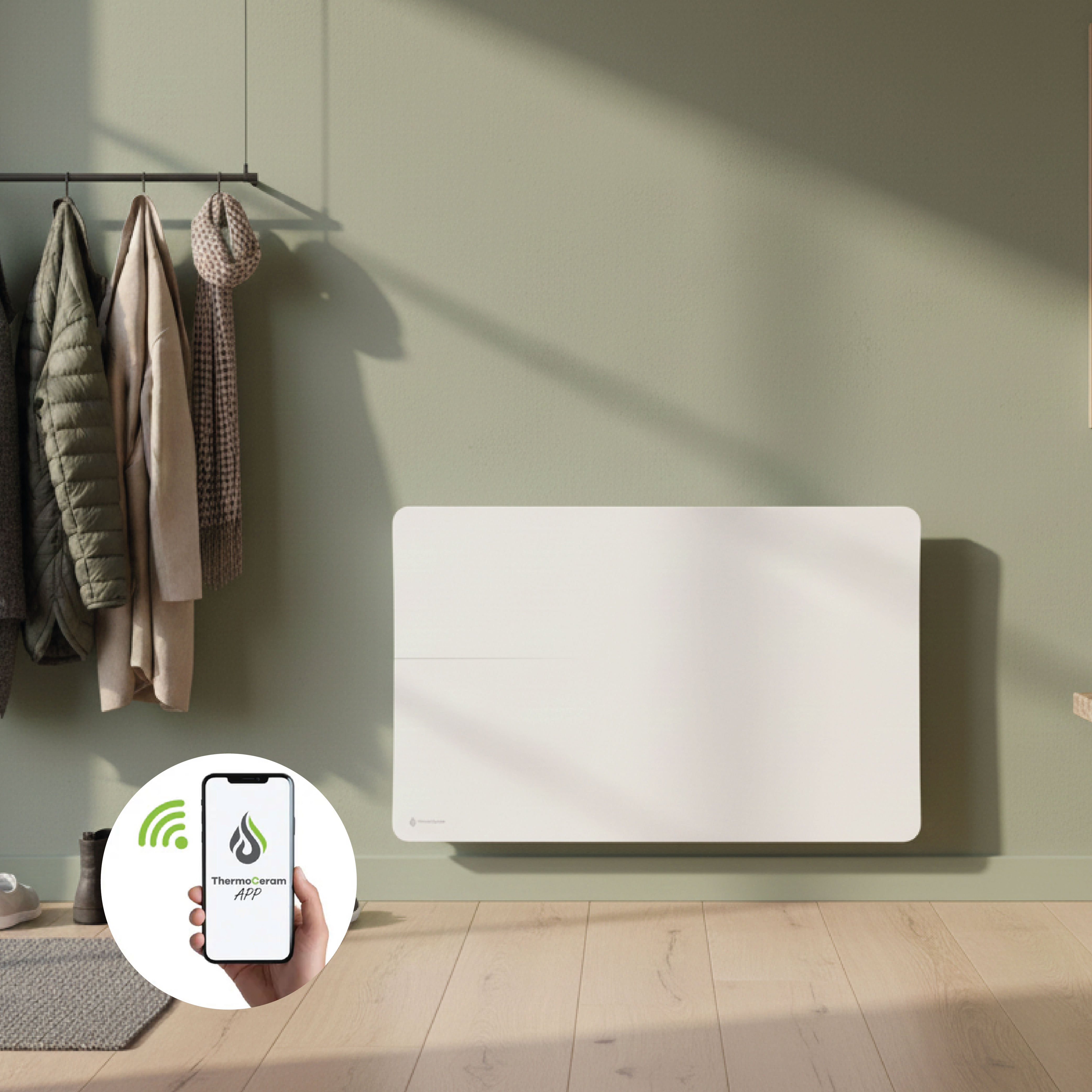 Radiateur électrique connecté 2000W double système de chauffe horizontal Blanc Cira