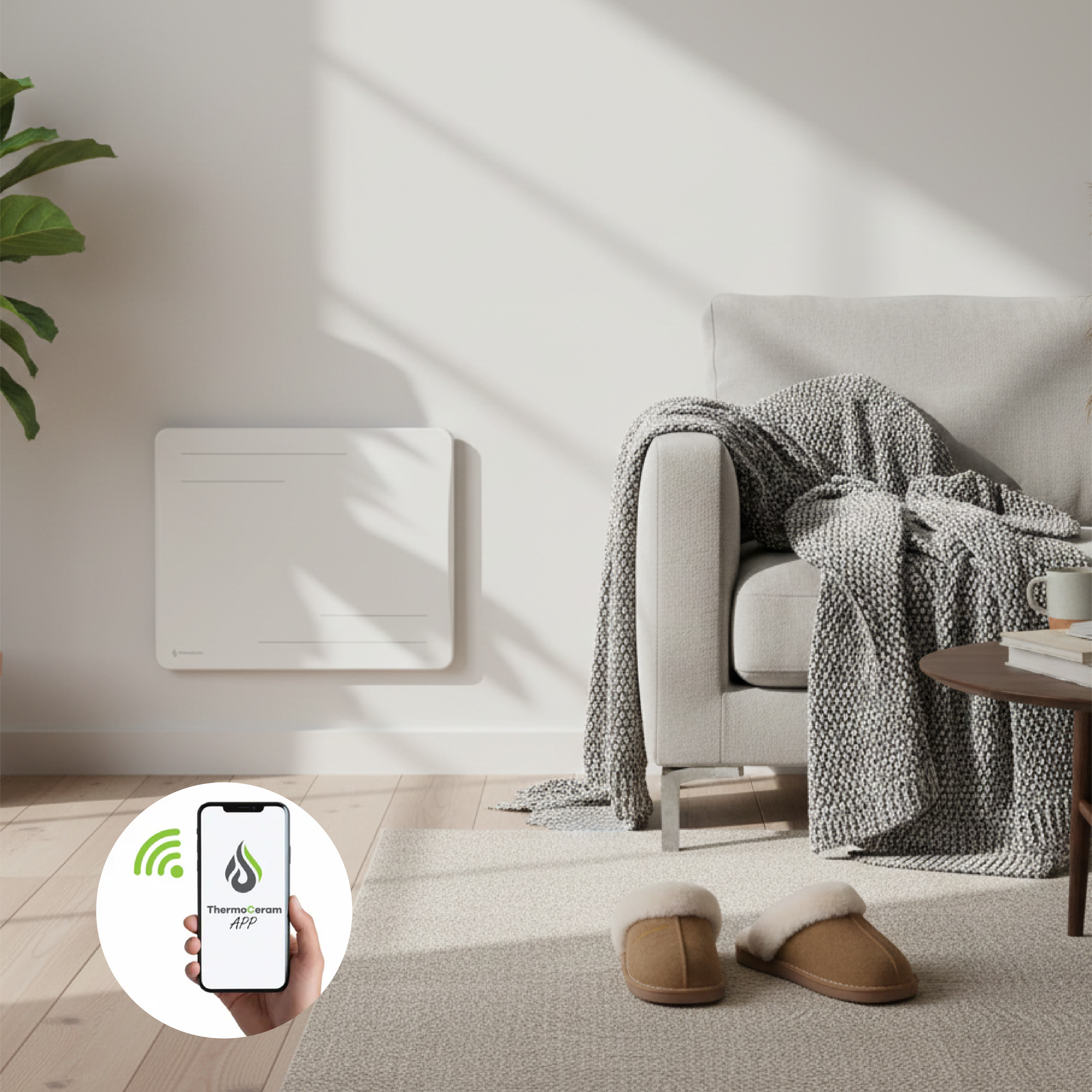 Radiateur électrique connecté 1000W à inertie sèche céramique horizontal Blanc Alice